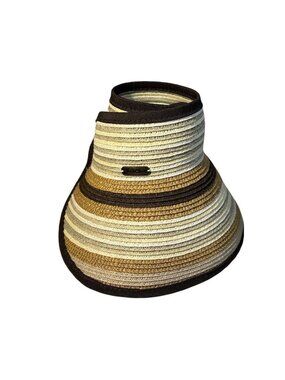 Sun N Sand Womens Foldable Sun Hat Wide Brim Straw Beige Brown UV Protection